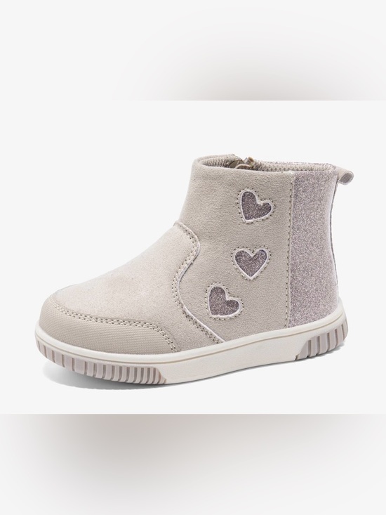 Stride Rite Other - Stride Rite Little Girls Beige Suede Ankle Boots with Glitter Hearts Size 6